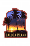 Balboa Island, California - Palms & Sunset - Contour - Lantern Press Artwork