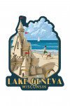 Lake Geneva, Wisconsin - Sandcastle - Contour - Lantern Press Artwork