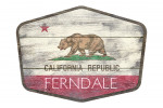 Ferndale, California - Rustic California State Flag - Contour - Lantern Press Artwork
