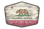 Newport Beach, California - Rustic California State Flag - Contour - Lantern Press Artwork