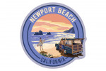 Newport Beach, California - Woody on Beach - Contour - Lantern Press Artwork