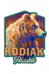 Kodiak, Alaska - Grizzly Bear - Vivid - Contour - Lantern Press Artwork
