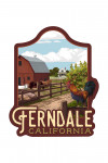 Ferndale, California - Barnyard Scene - Contour - Lantern Press Artwork
