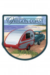 Oregon Coast - Retro Camper on Beach - Contour - Lantern Press Artwork