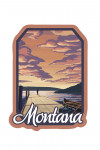 Montana - Dock Scene & Lake - Contour - Lantern Press Artwork