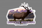 Stanley, Idaho - Sawtooth Mountains - Elk & Sunset - Contour - Lantern Press Artwork