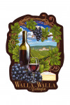 Walla Walla, Washington - Pinot Noir Vineyard Scene - Contour - Lantern Press Artwork