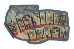 Virginia Beach, Virginia - Big Letter Scene - Halftone - Contour - Vintage Postcard