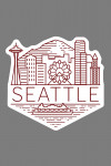 Seattle, Washington - Skyline - Simple Lines - Red - Contour - Lantern Press Artwork