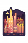 Seattle, Washington - Neon Skyline - Contour - Lantern Press Artwork