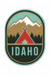 Idaho - Tent & Mountains - Contour - Lantern Press Artwork