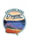 Bend, Oregon - Canoe & Lake - Contour - Lantern Press Artwork
