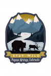 Pagosa Springs, Colorado - Stay Wild - Animal Silhouettes - Yellow & Blue - Contour - Lantern Press Artwork