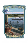 Northern Neck, Virginia - Blue Crab & Oysters on Dock - Contour - Lantern Press Artwork
