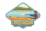 Lakes Region, New Hampshire - Kayak Scene - Contour - Lantern Press Artwork