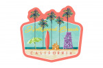Hollywood Beach, California - Tall Palms Beach Scene - Contour - Lantern Press Artwork