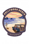 Hollywood Beach, California - Woody on Beach - Contour - Lantern Press Artwork