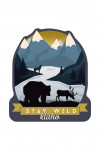 Idaho - Stay Wild - Animal Silhouettes - Yellow & Blue - Contour - Lantern Press Artwork