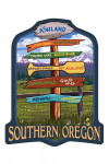 Ashland, Oregon - Destinations Sign - Contour - Lantern Press Artwork