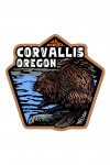 Corvallis, Oregon - Scratchboard Beaver - Contour - Lantern Press Artwork